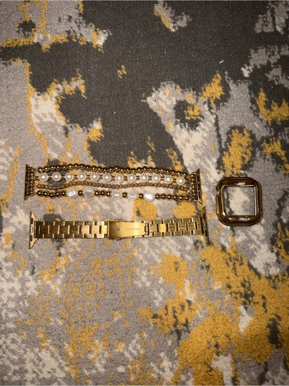 Gold Metal and Pearl Bracelet Apple Watch Bands - 3 Piece Set